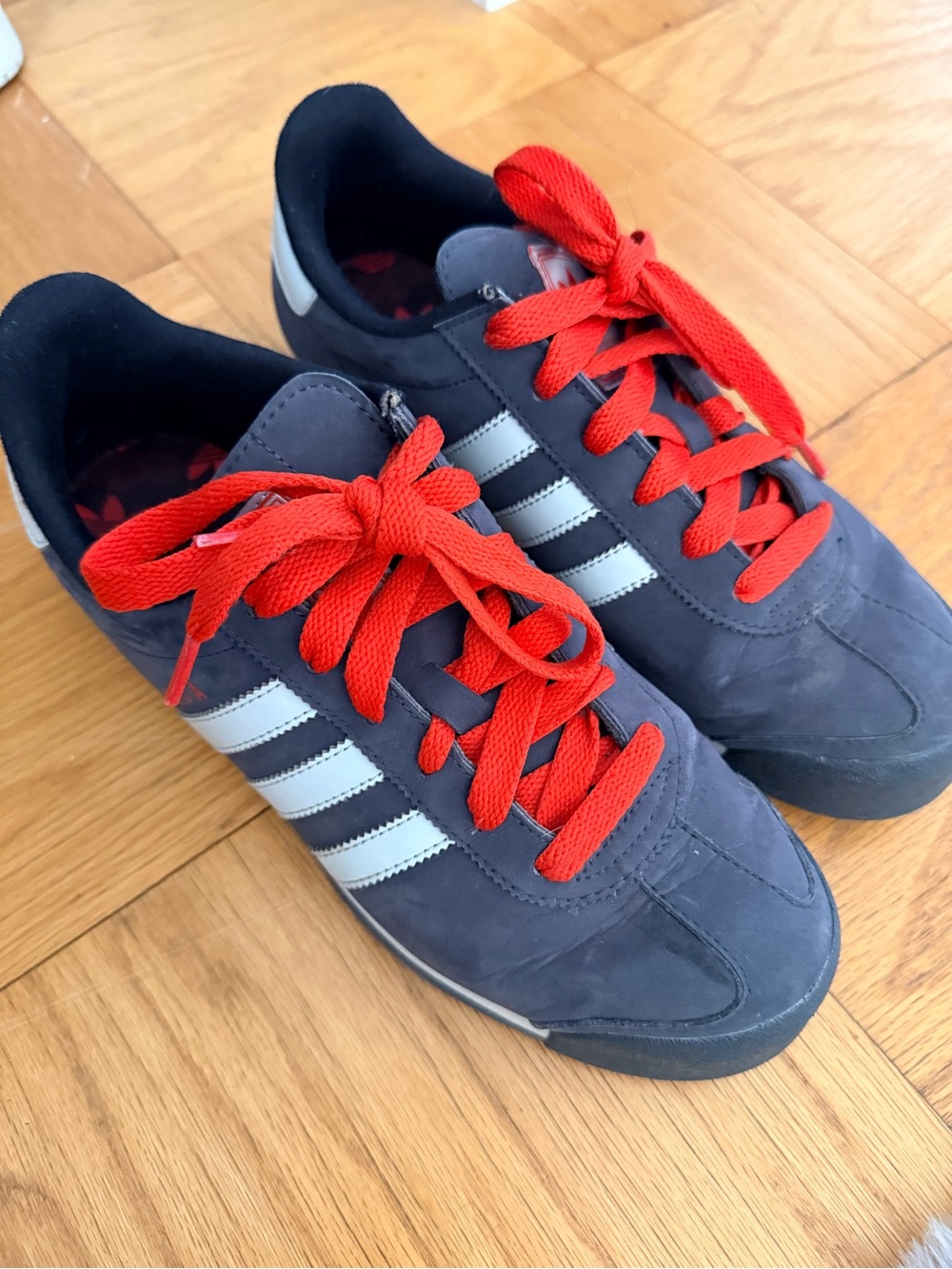 adidas Black Shoe with Red Logo Insole